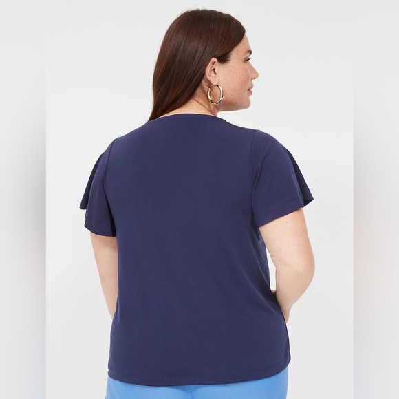 NWT Lane Bryant Flutter Sleeve Keyhole Top, Size 10/12, Marine Blue - Picture 3 of 7
